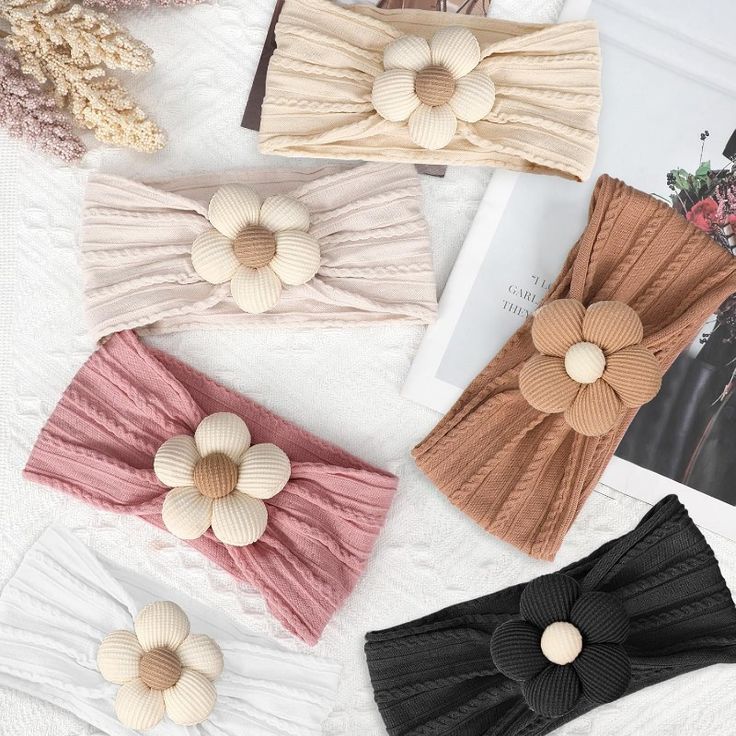 3 Pcs Baby Flower Headbands Baby Girls Nylon… اکسسوری کودک - Image 4