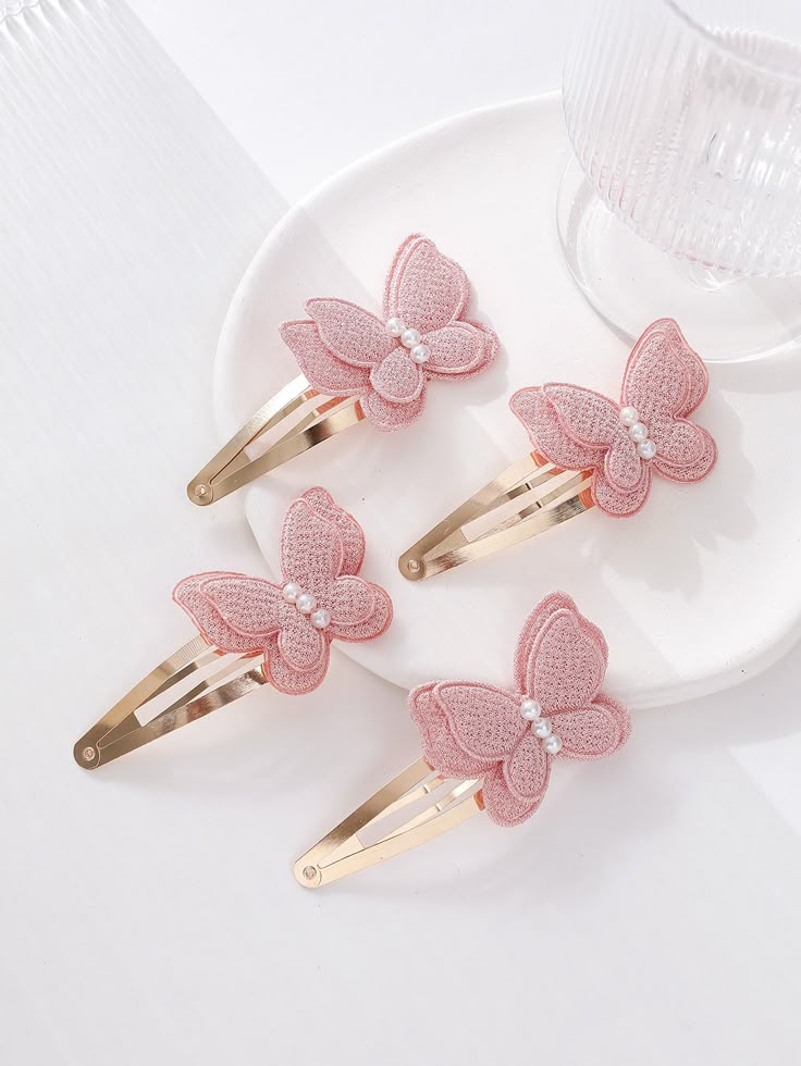 Niñas 4 piezas Horquilla con mariposa & con diseño… اکسسوری کودک - Image 2